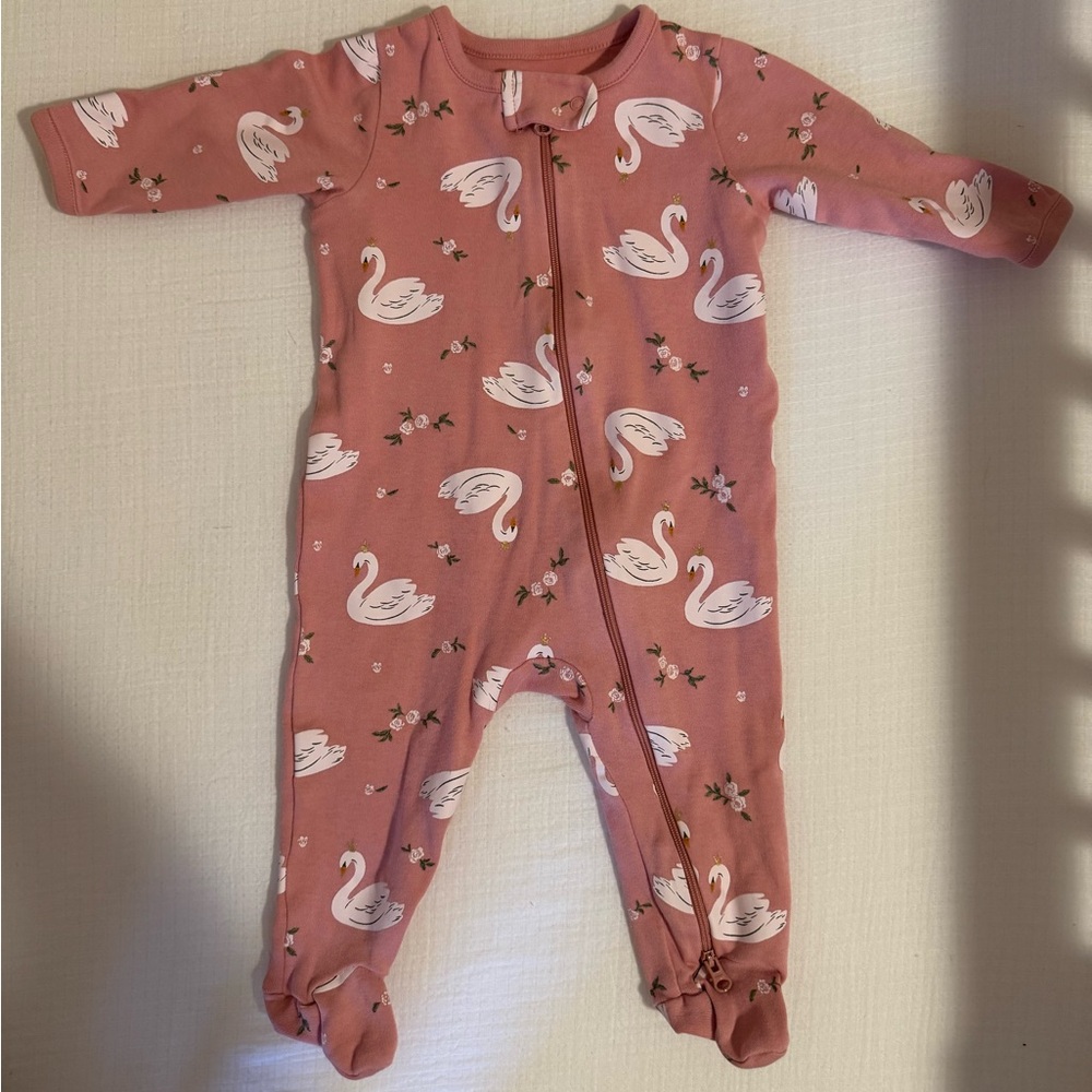 Nordstrom Blush Swan Print Kids Footie